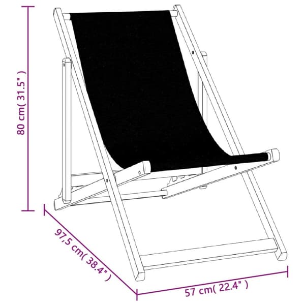 vidaXL foldbare strandstole 2 stk. aluminium og textilene sort