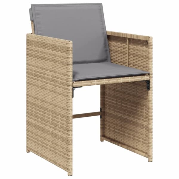 vidaXL Trädgårdsstolar med dynor 4 st blandad beige konstrotting