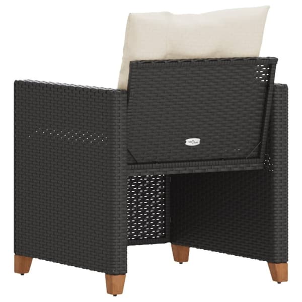 vidaXL havestol med hynder polyrattan sort