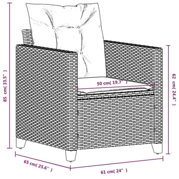 vidaXL havestol med hynder polyrattan sort