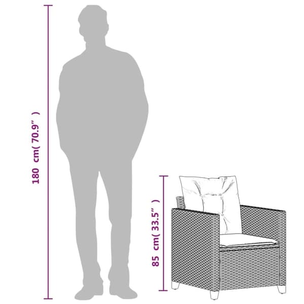 vidaXL havestol med hynder polyrattan sort