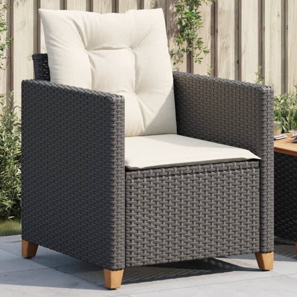 vidaXL havestol med hynder polyrattan sort