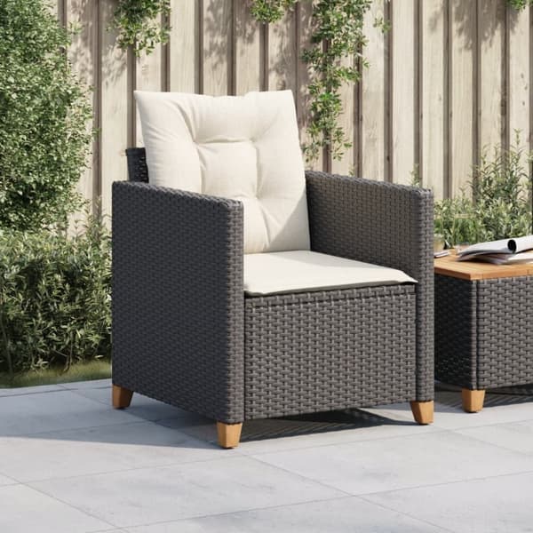 vidaXL havestol med hynder polyrattan sort