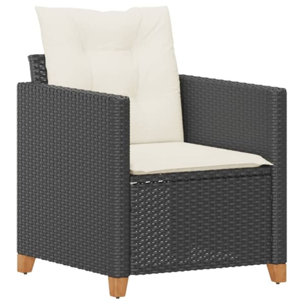 vidaXL havestol med hynder polyrattan sort