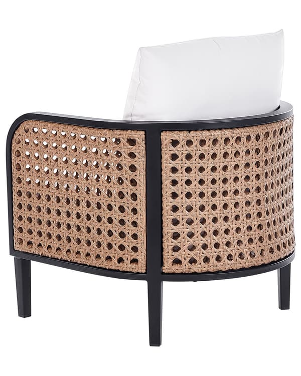 Trädgårdsfåtölj Svart aluminiumram Off-White vattenavvisande tygdynor Modern design