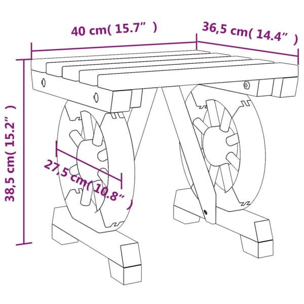 vidaXL Hagefotskammel 40x36,5x38,5 cm heltre gran