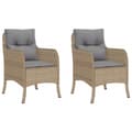 Miniatyrbilde 2 av 10: vidaXL Hagestoler med puter 2 stk blandet beige polyrotting