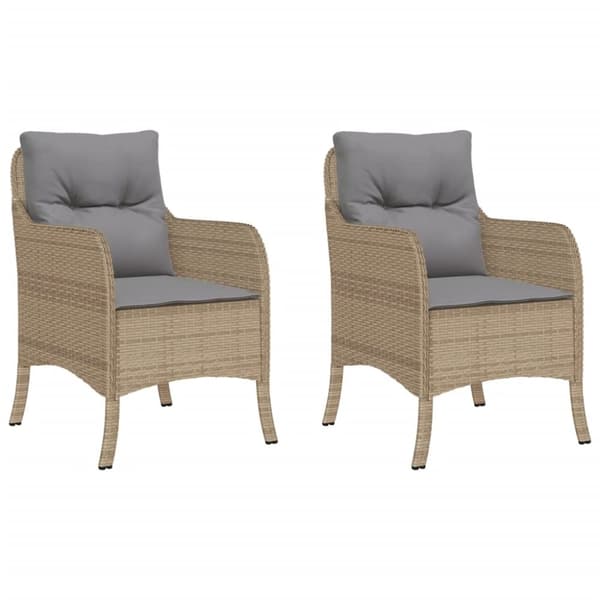 vidaXL Hagestoler med puter 2 stk blandet beige polyrotting