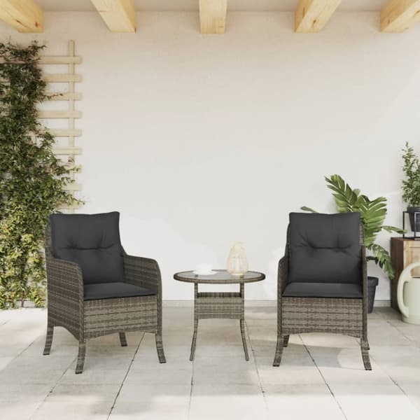 vidaXL havestole med hynder 2 stk. polyrattan grå