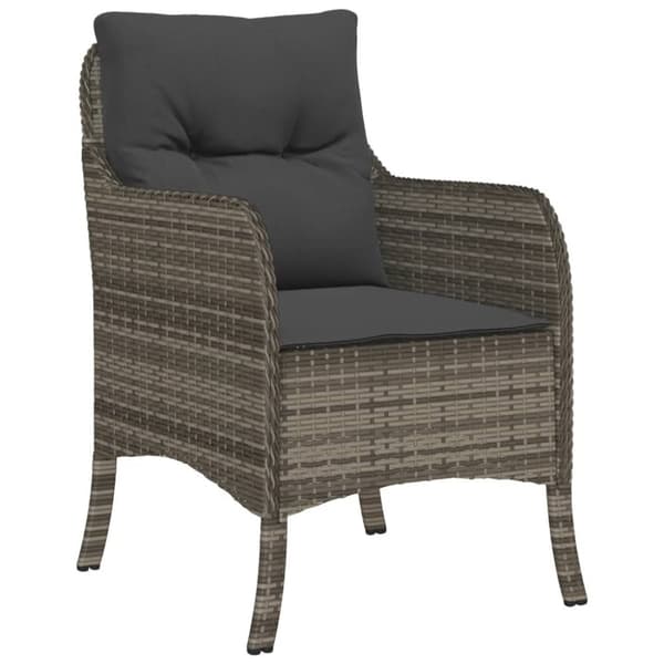 vidaXL havestole med hynder 2 stk. polyrattan grå