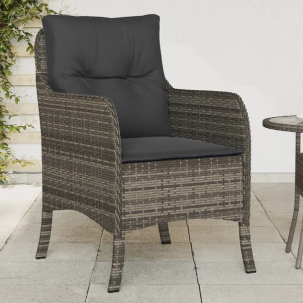 vidaXL havestole med hynder 2 stk. polyrattan grå