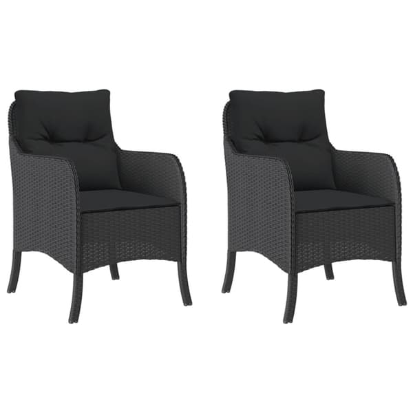 vidaXL havestole med hynder 2 stk. polyrattan sort