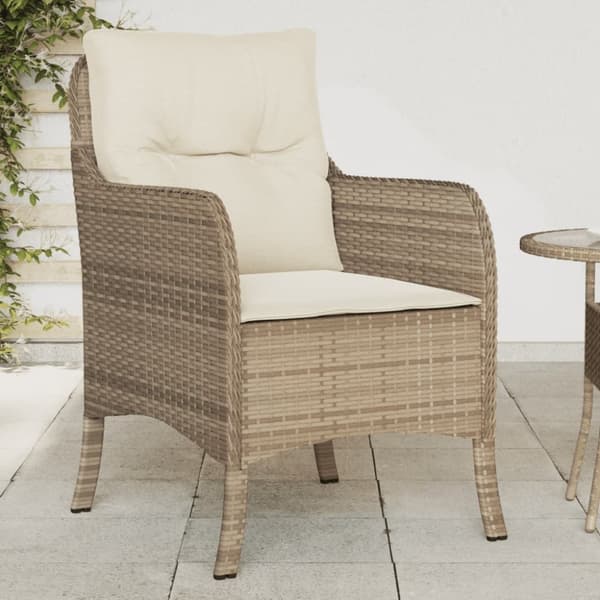 vidaXL havestole med hynder 2 stk. polyrattan beige