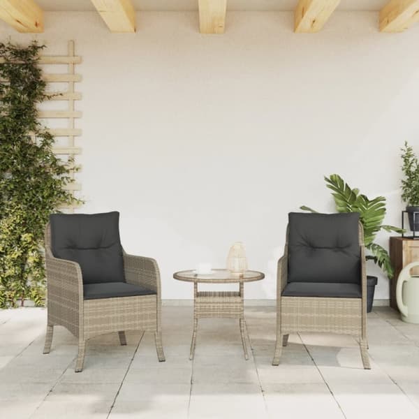 vidaXL havestole 2 stk. med hynder polyrattan lysegrå