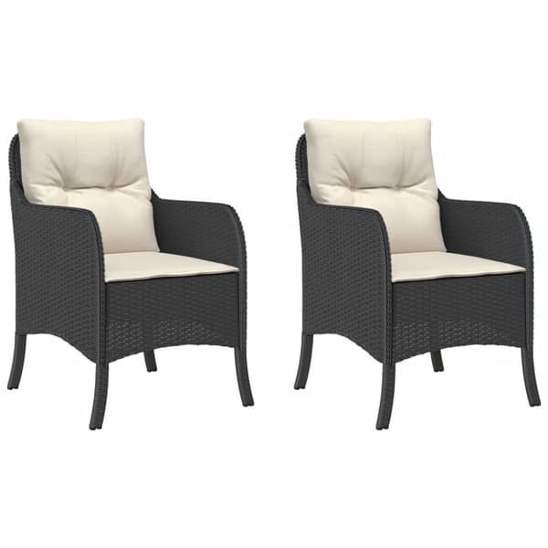 vidaXL havestole med hynder 2 stk. polyrattan sort