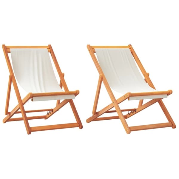 vidaXL strandstole 2 stk. foldbare stof cremehvid