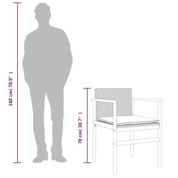vidaXL havestole 2 stk. polyrattan og massivt træ grå