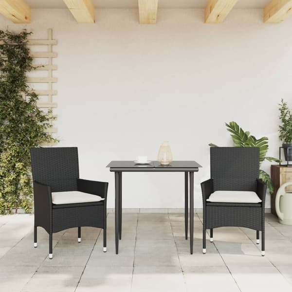 vidaXL havestole med hynder 2 stk. polyrattan sort