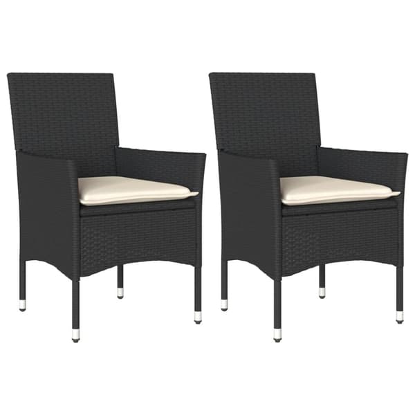 vidaXL havestole med hynder 2 stk. polyrattan sort