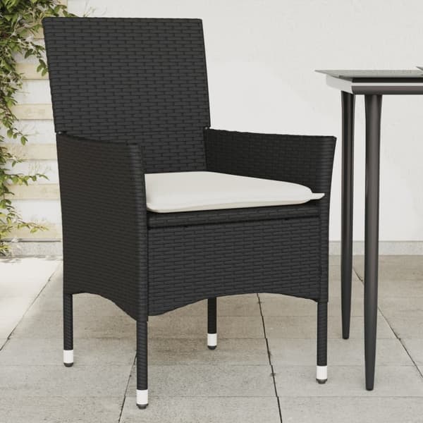 vidaXL havestole med hynder 2 stk. polyrattan sort