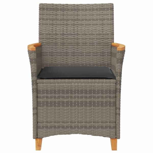 vidaXL havestole 2 stk. med hynder polyrattan og massivt træ grå