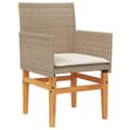 Miniatyrbillede 4 af 10: vidaXL havestole 2 stk. med hynder polyrattan og massivt træ beige