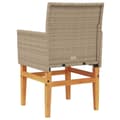 Miniatyrbillede 7 af 10: vidaXL havestole 2 stk. med hynder polyrattan og massivt træ beige