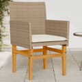 Miniatyrbillede 1 af 10: vidaXL havestole 2 stk. med hynder polyrattan og massivt træ beige