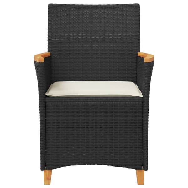 vidaXL havestole 2 stk. med hynder polyrattan og massivt træ sort