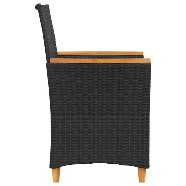 vidaXL havestole 2 stk. med hynder polyrattan og massivt træ sort