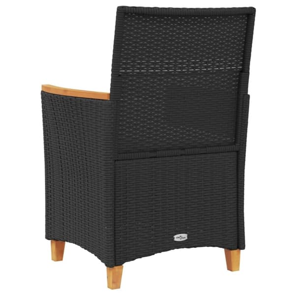 vidaXL havestole 2 stk. med hynder polyrattan og massivt træ sort