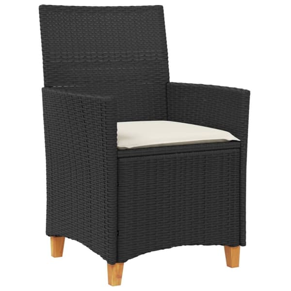 vidaXL havestole 2 stk. med hynder polyrattan og massivt træ sort