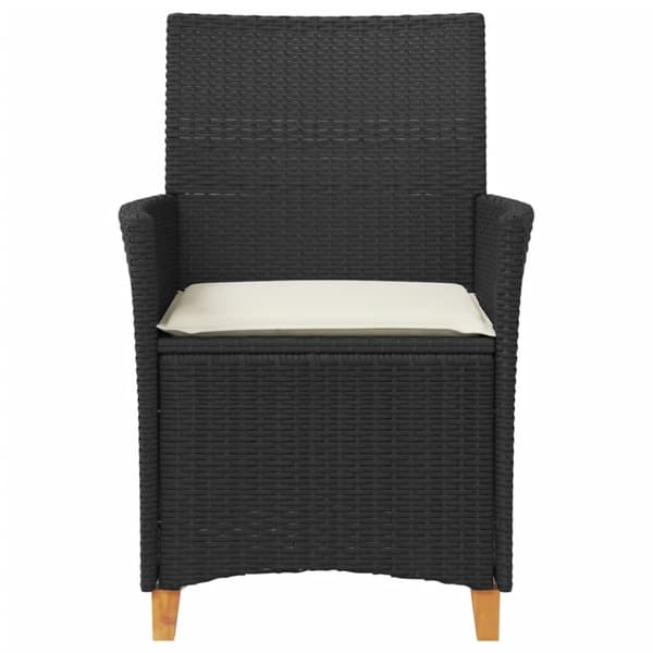 vidaXL havestole 2 stk. med hynder polyrattan og massivt træ sort
