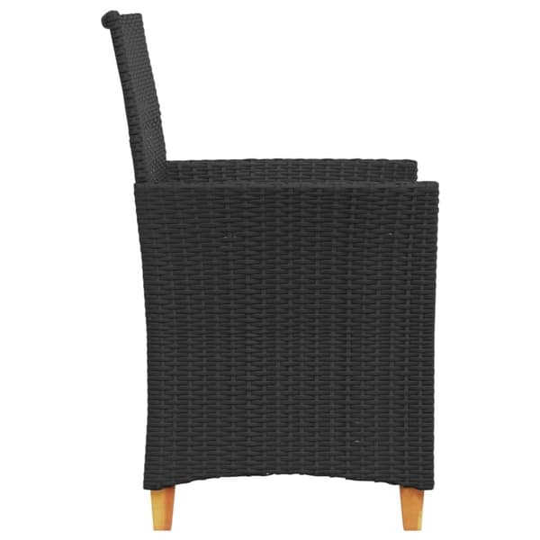 vidaXL havestole 2 stk. med hynder polyrattan og massivt træ sort