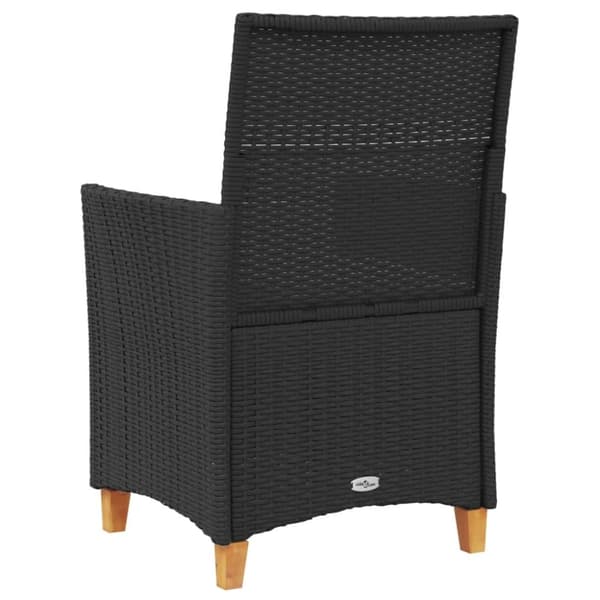 vidaXL havestole 2 stk. med hynder polyrattan og massivt træ sort
