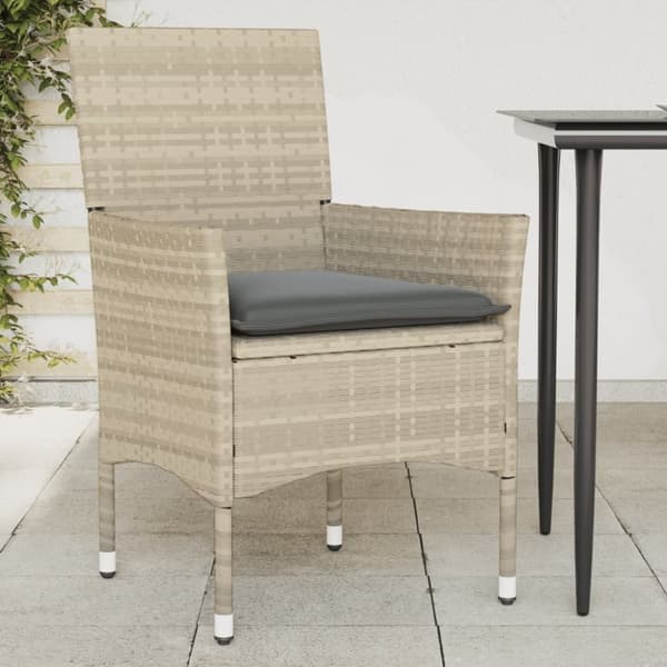 vidaXL havestole 2 stk. med hynder polyrattan lysegrå