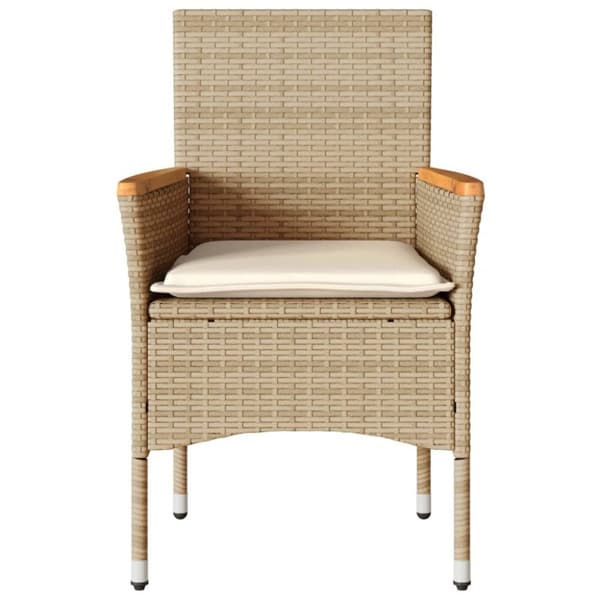 vidaXL Trädgårdsstolar med dynor 2 st beige konstrotting
