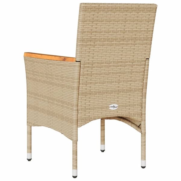 vidaXL Trädgårdsstolar med dynor 2 st beige konstrotting