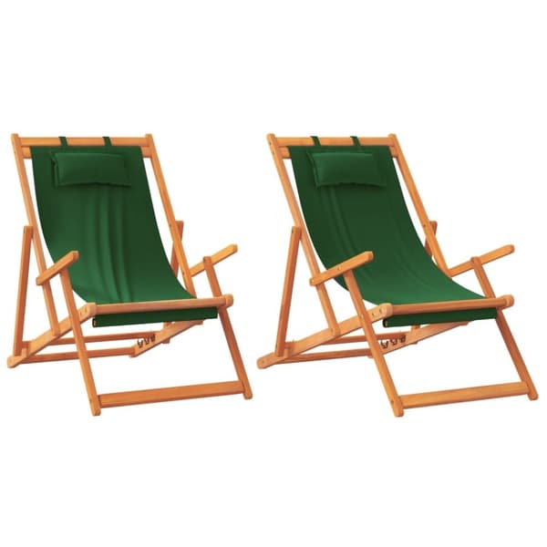 vidaXL foldbare strandstole 2 stk. stof grøn
