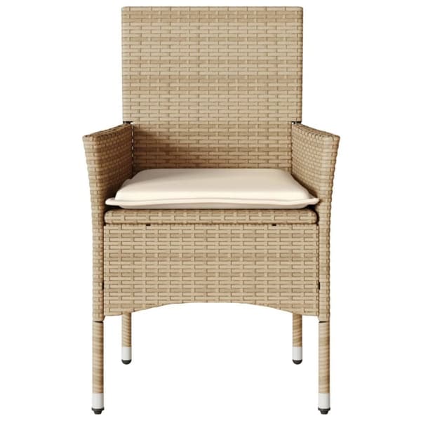vidaXL Trädgårdsstolar med dynor 2 st beige konstrotting