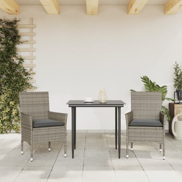 vidaXL havestole med hynder 2 stk. polyrattan grå