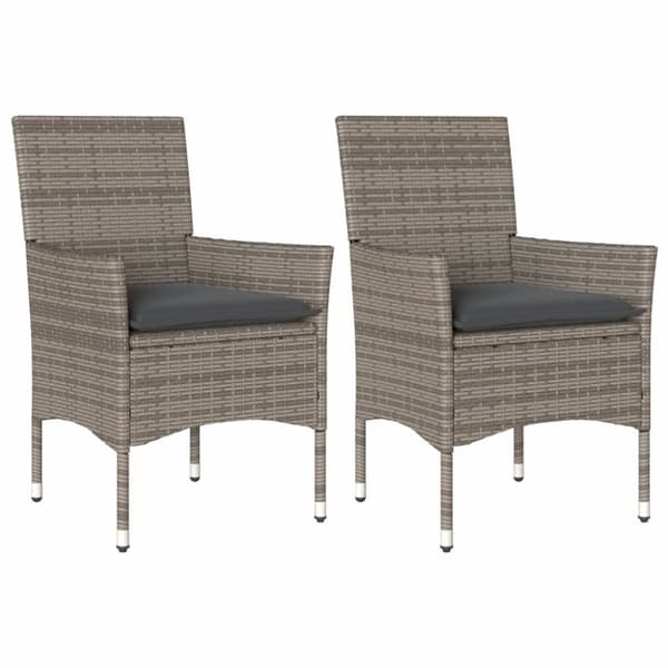 vidaXL havestole med hynder 2 stk. polyrattan grå
