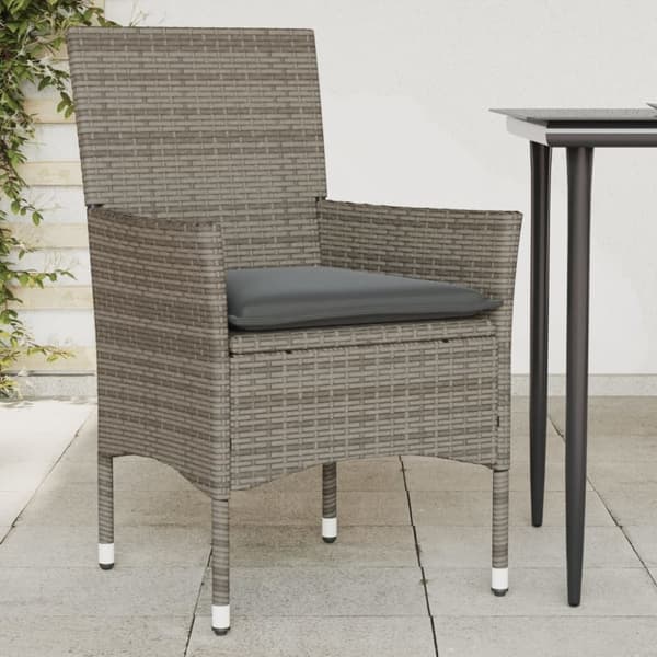 vidaXL havestole med hynder 2 stk. polyrattan grå