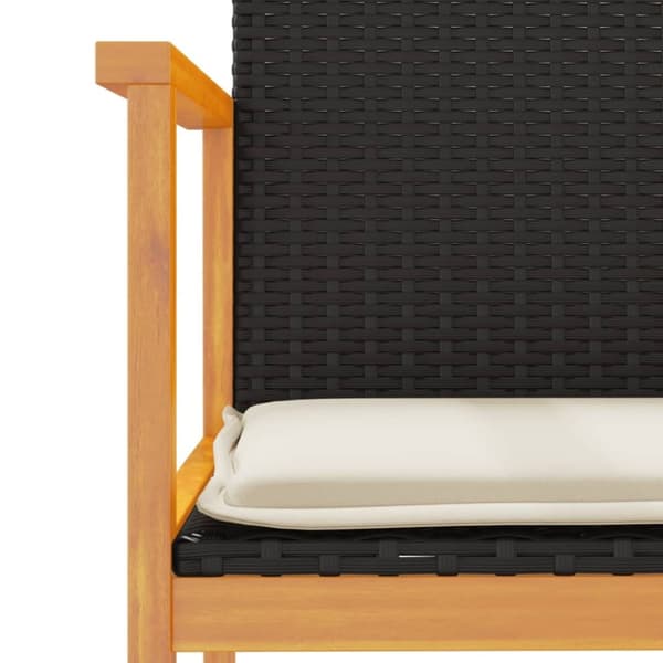 vidaXL havestole 2 stk. med hynder polyrattan og massivt træ sort