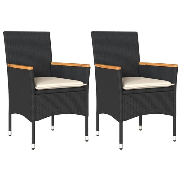 vidaXL havestole med hynder 2 stk. polyrattan sort