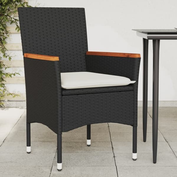 vidaXL havestole med hynder 2 stk. polyrattan sort