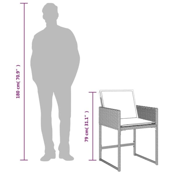 vidaXL havestole 4 stk. med hynder polyrattan lysegrå