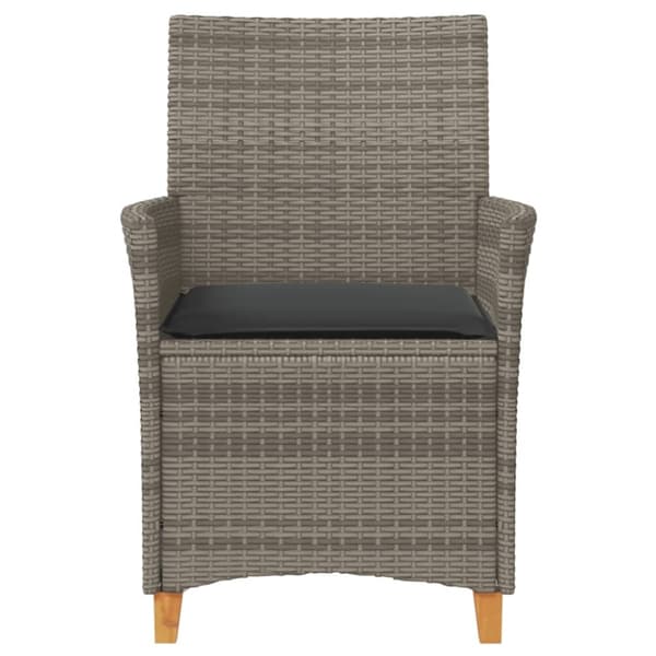 vidaXL havestole 2 stk. med hynder polyrattan og massivt træ grå
