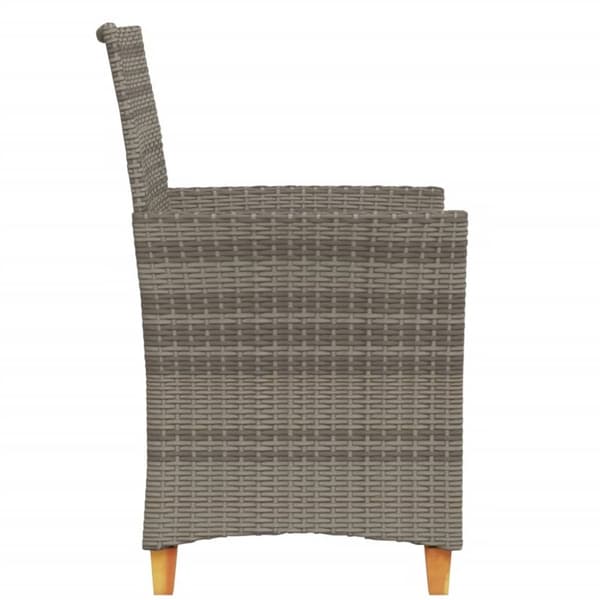 vidaXL havestole 2 stk. med hynder polyrattan og massivt træ grå