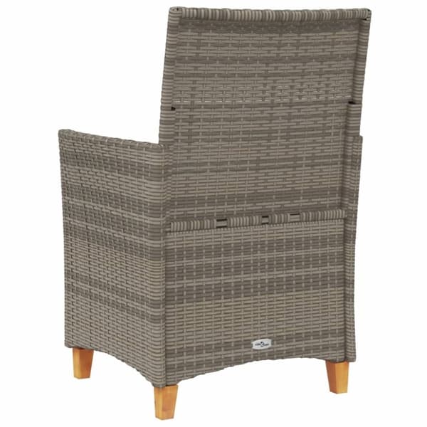 vidaXL havestole 2 stk. med hynder polyrattan og massivt træ grå